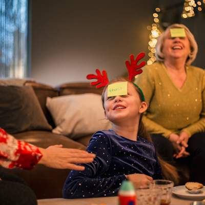 Playing games together as a family at Christmas