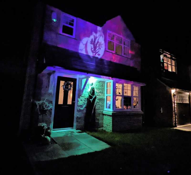 House Exterior Decorated for Halloween
